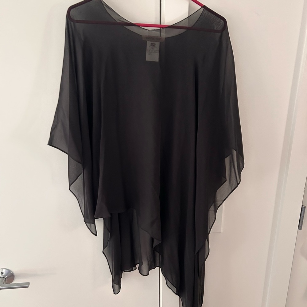 Elena Miro Black Sheer Poncho Top